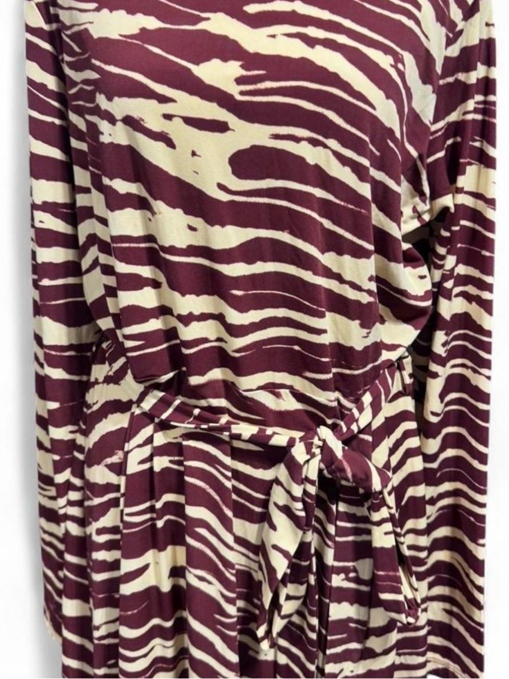 H&M Burgundy and Cream Zebra-Print Long Sleeve Maxi Dress XL - Picture 4 of 7